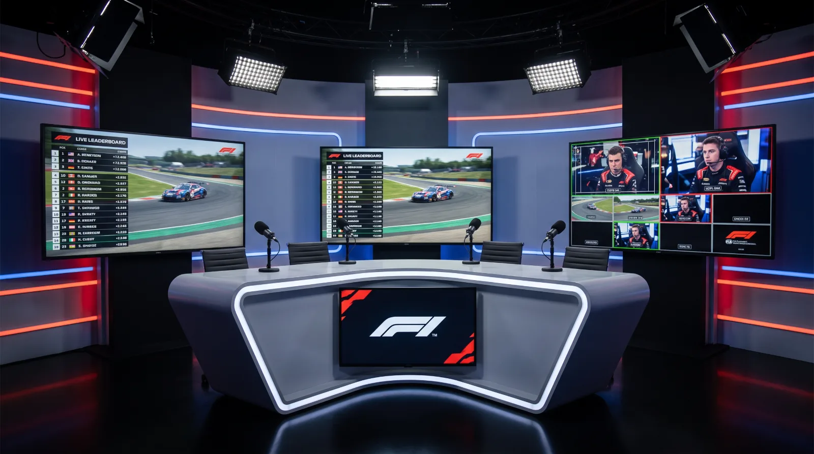 Sim Racing esports tournament broadcast studio and live stream production setup